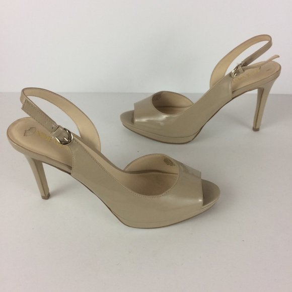 Nine West Eastwood Nude Patent Slingback Heels 10 - Picture 5 of 8